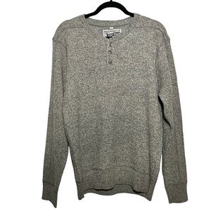 SCHOTT BROS. Men's Gray Wool Blend Henley Long Sleeve Sweater- Size Medium